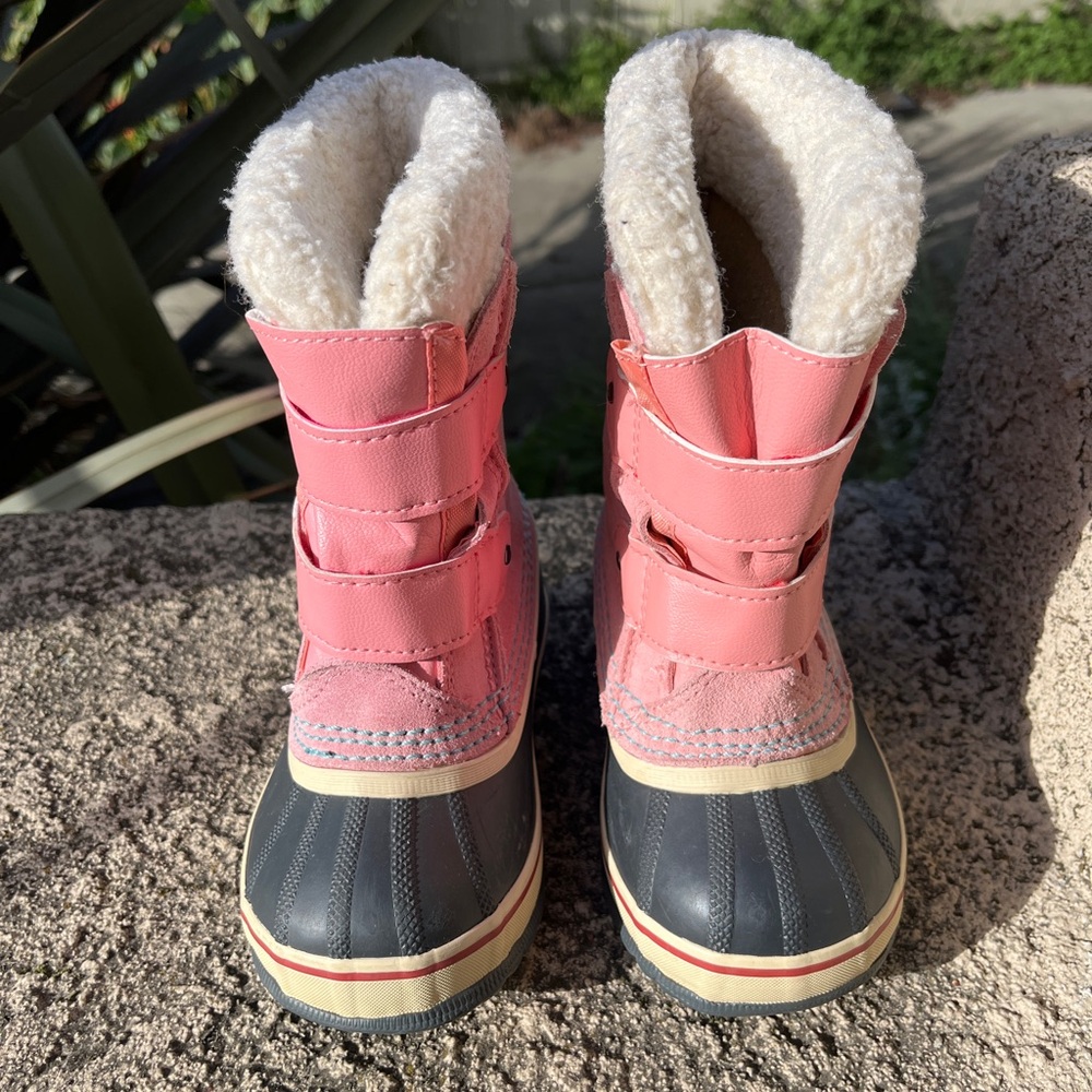 Sorel Pink and Gray Kids Snow Boots